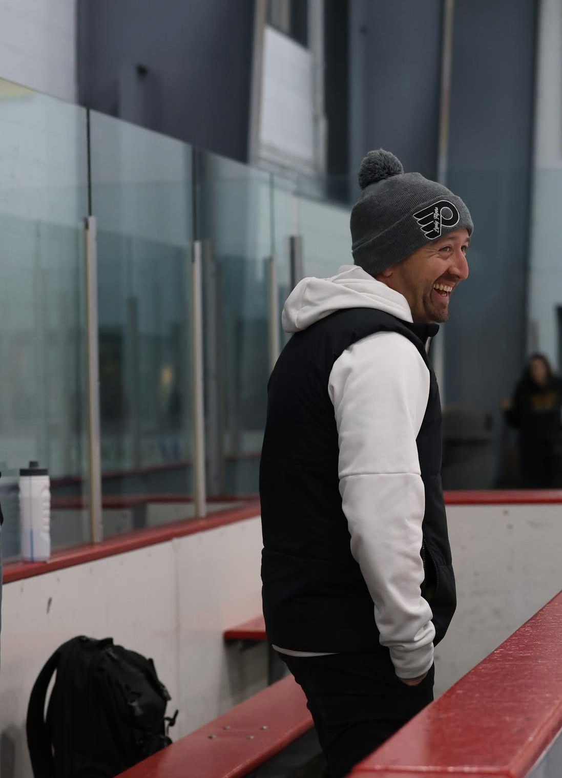 Tim White behind the bench